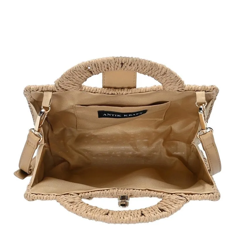 BGA5126 Stylish Straw Satchel Tote Bag