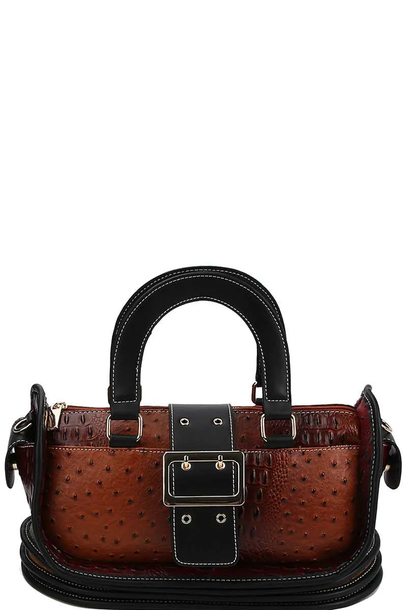 Buckle Accent Stylish Cute Satchel With Long Strap