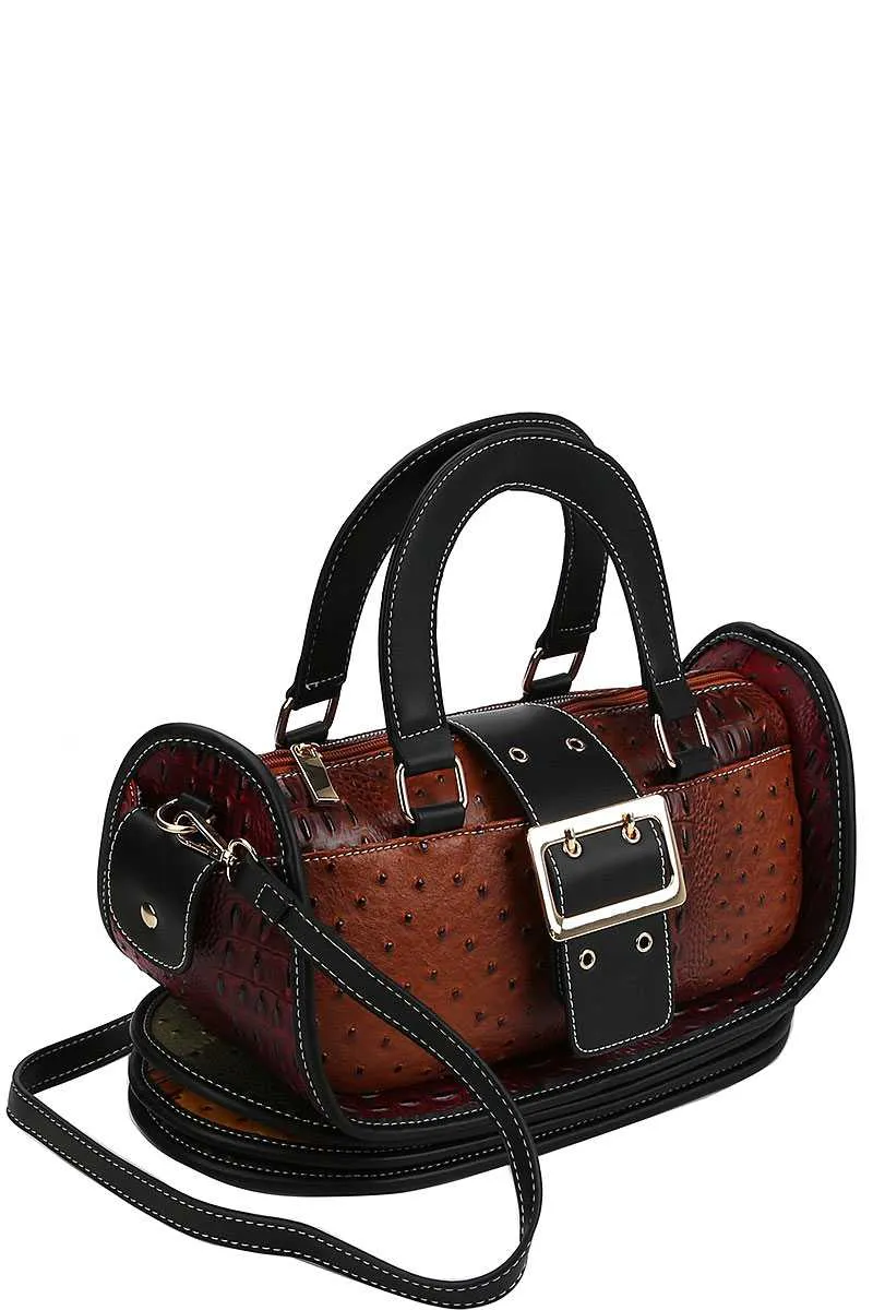 Buckle Accent Stylish Cute Satchel With Long Strap