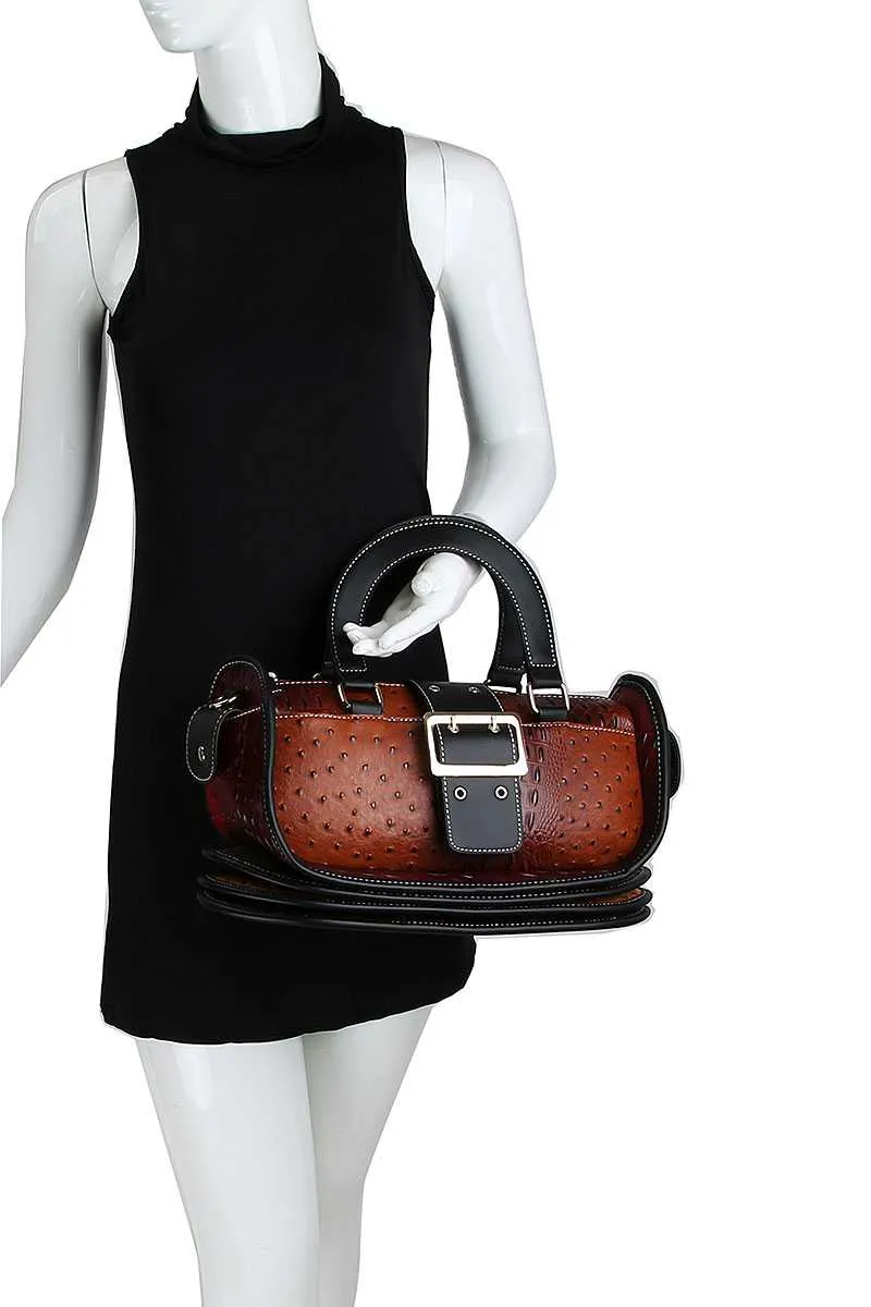 Buckle Accent Stylish Cute Satchel With Long Strap