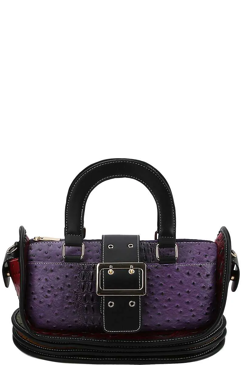 Buckle Accent Stylish Cute Satchel With Long Strap