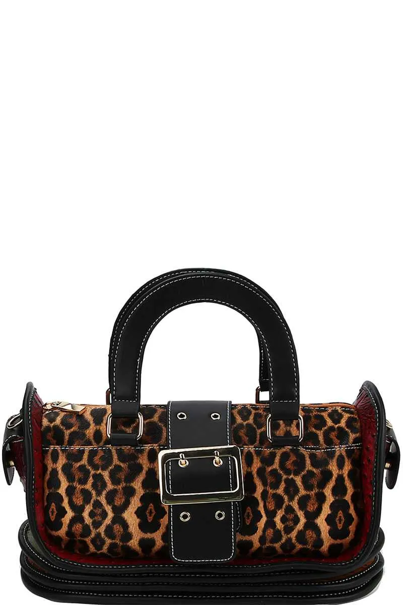 Buckle Accent Stylish Cute Satchel With Long Strap