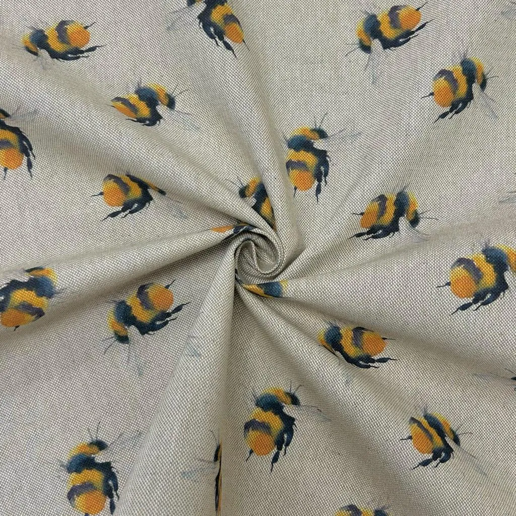 Bumblebees Digital Linen Look Polycotton Fabric