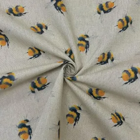 Bumblebees Digital Linen Look Polycotton Fabric