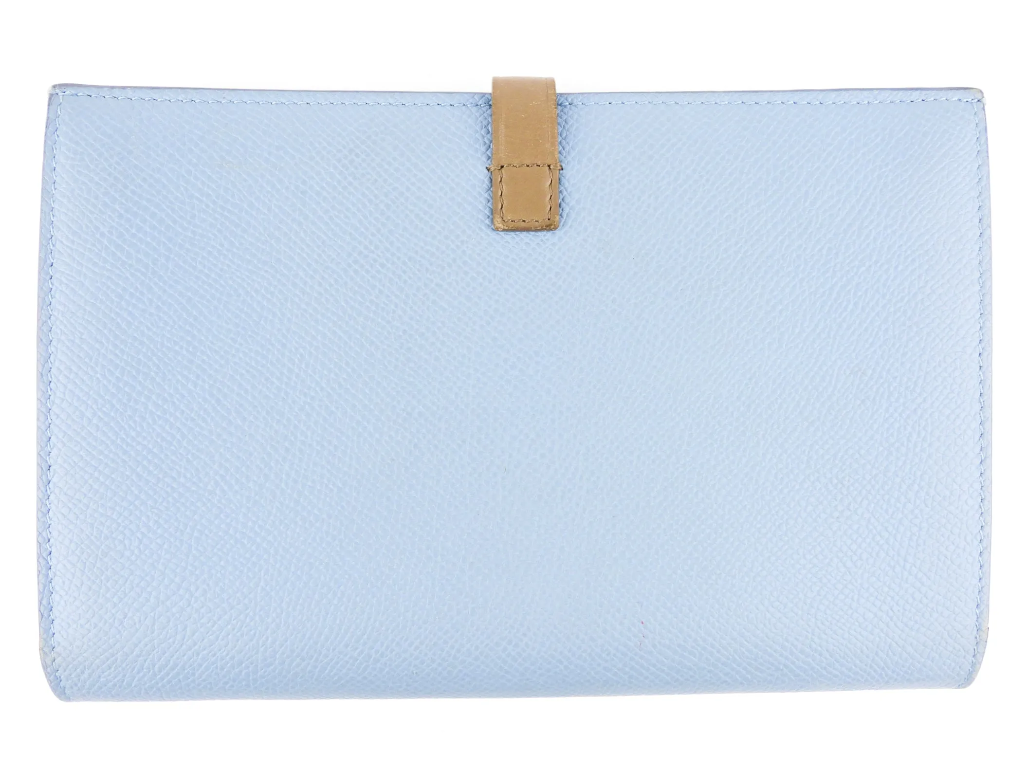 Celine Bicolor Blue and Taupe Leather Strap Large Multifunction Snap Wallet