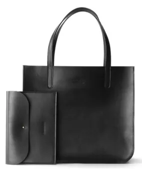 Cuero & Mor Veggie Tanned Leather Tote - Black