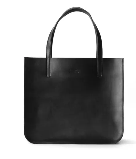 Cuero & Mor Veggie Tanned Leather Tote - Black