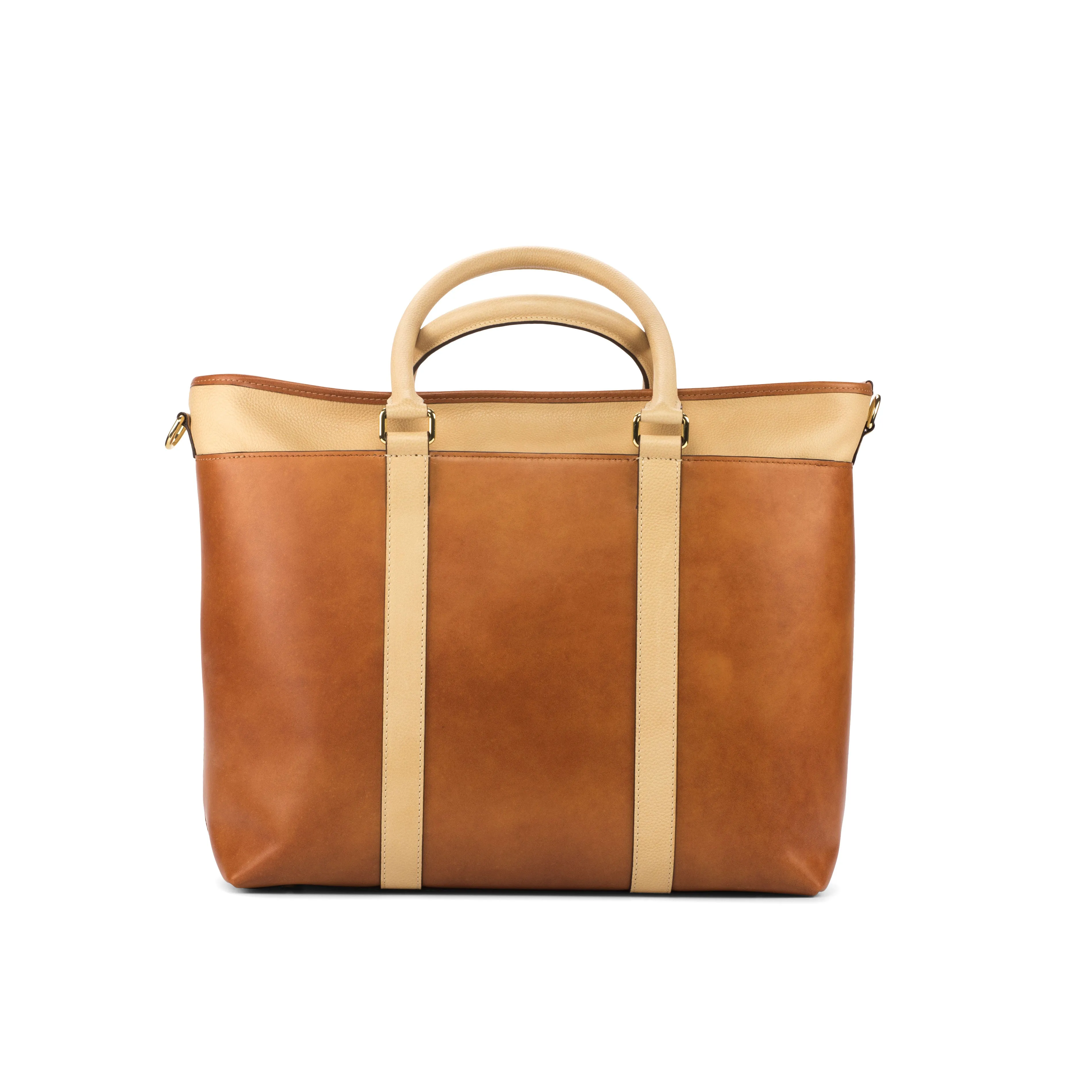 DapperFam Luxe Men's Casual Tote in Cognac Painted Calf