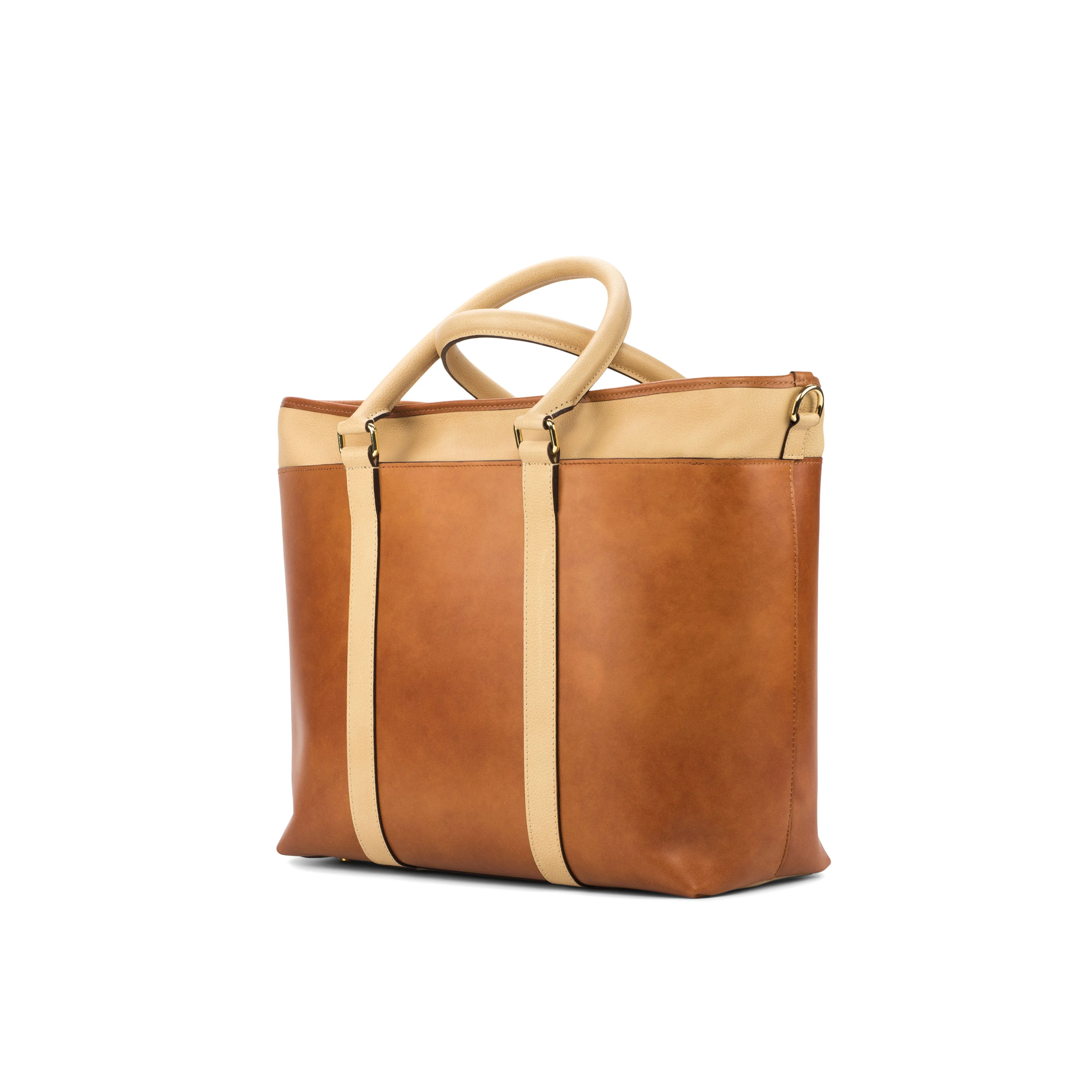 DapperFam Luxe Men's Casual Tote in Cognac Painted Calf