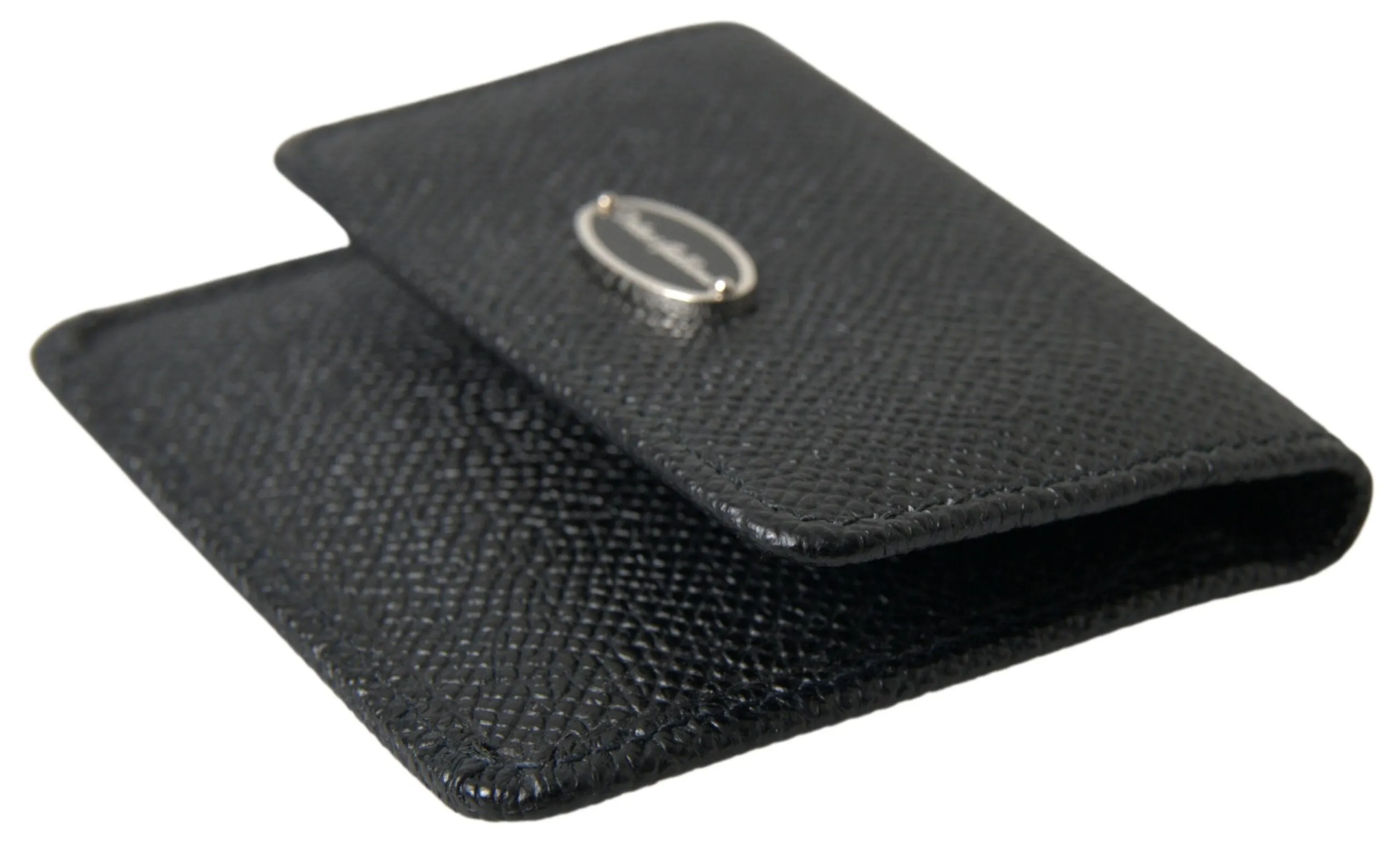 Dolce & Gabbana Black Textured Leather Bifold Logo Coin Purse Wallet