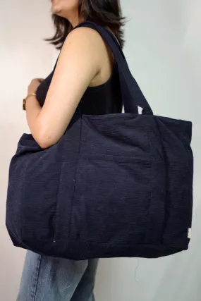 Ekatra Minimalist Corduroy Shoppers Tote - Midnight Sky