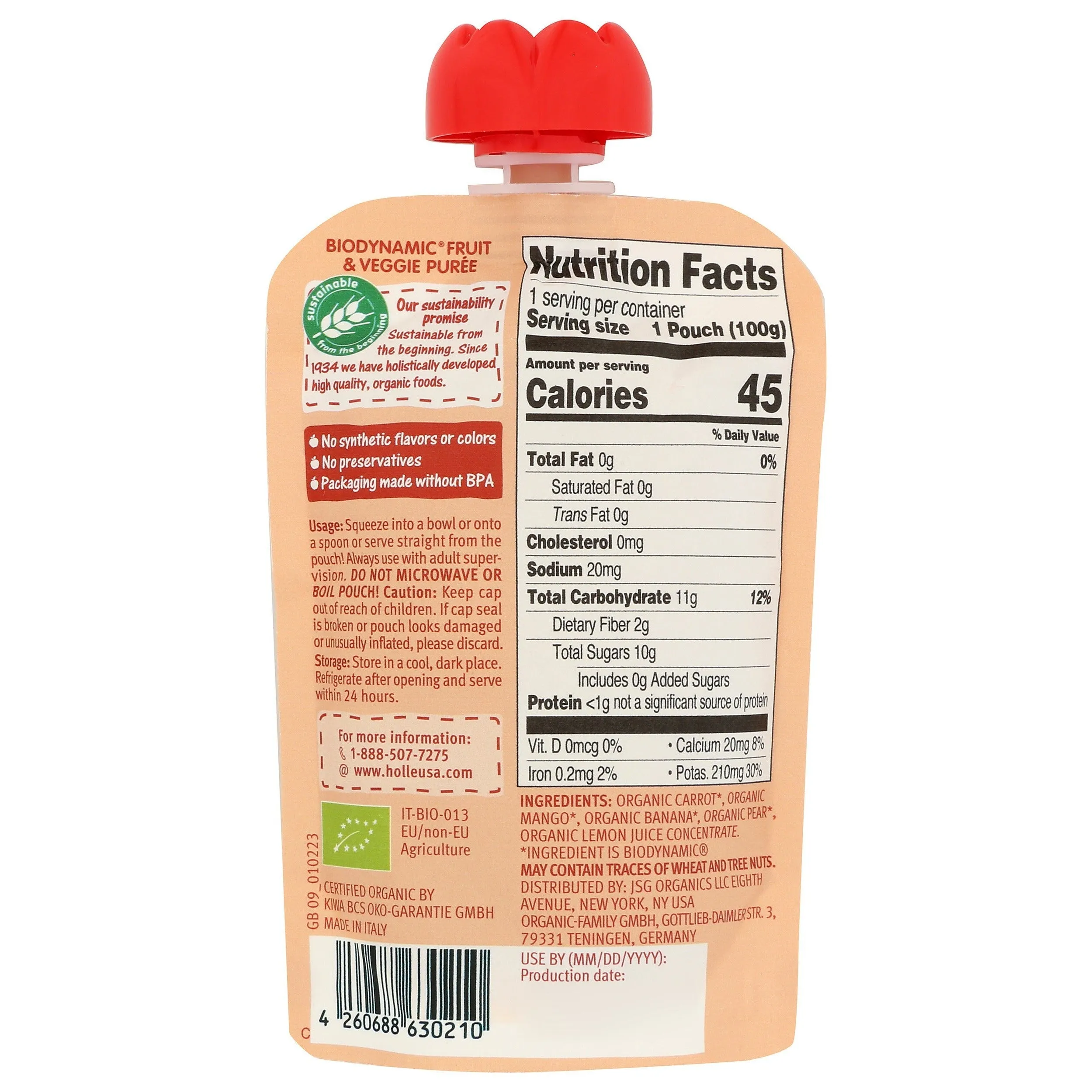 Fruit & Veggie Puree Pouches 3.5 Oz (8 Organic Options)