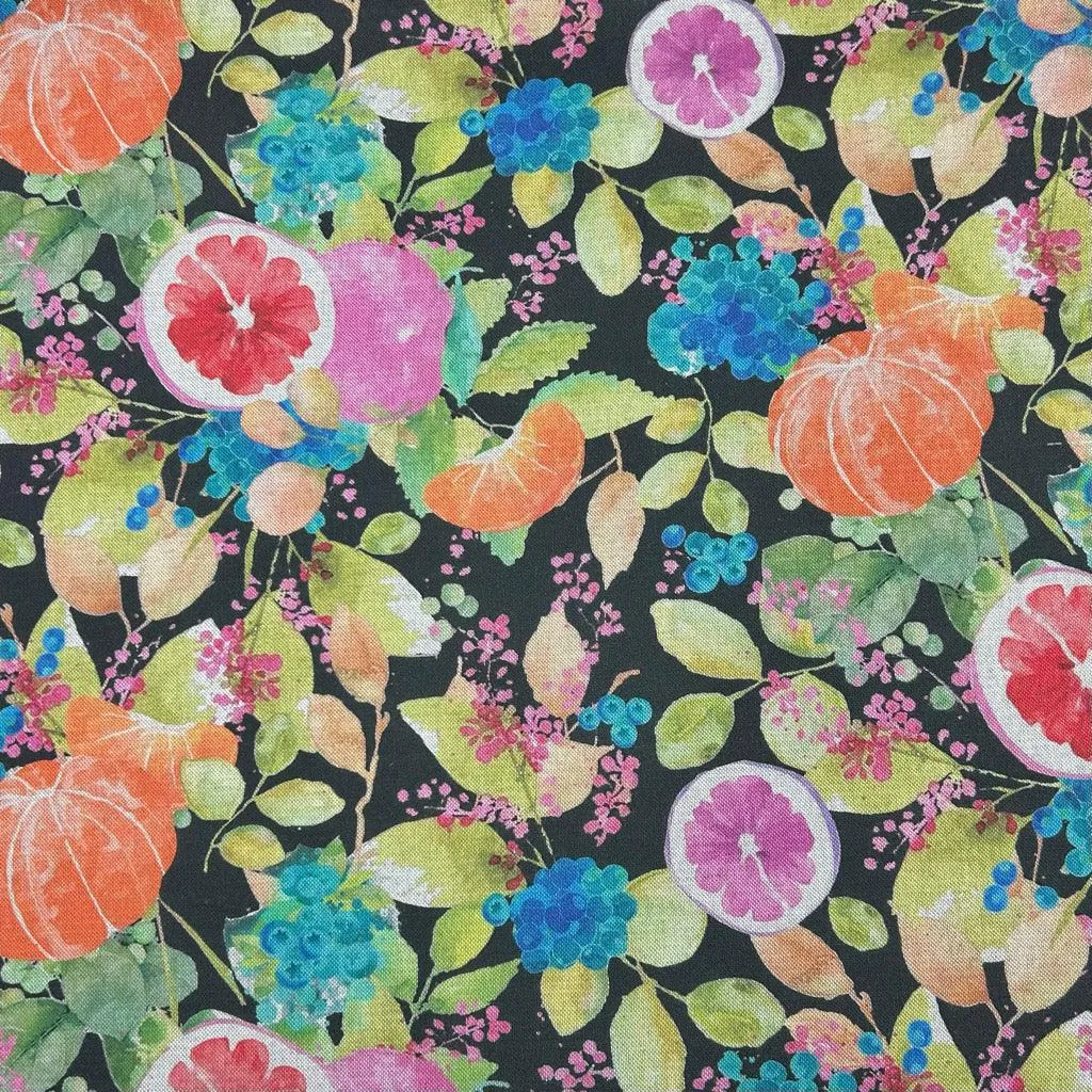 Fruits Digital Linen Look Polycotton Fabric