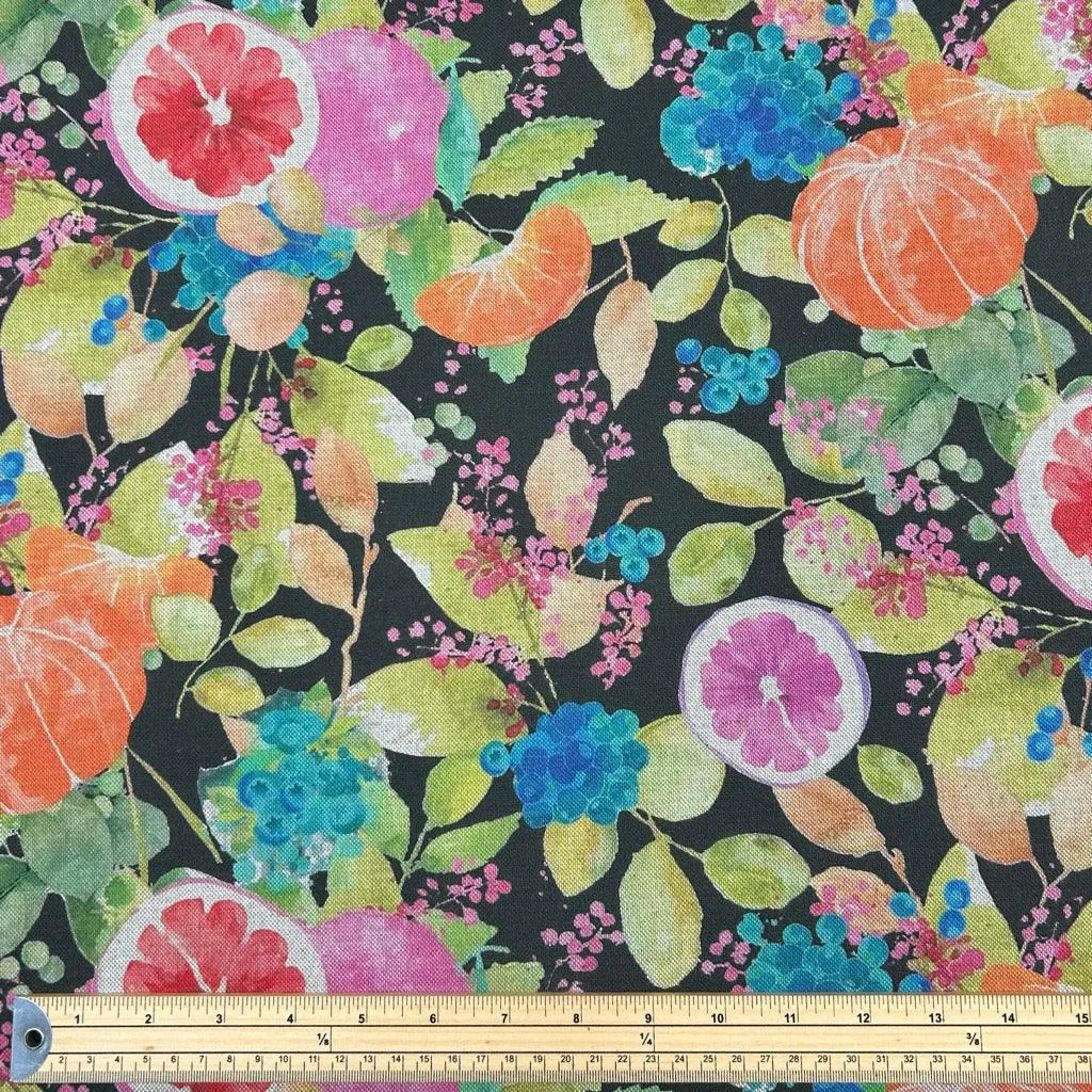 Fruits Digital Linen Look Polycotton Fabric