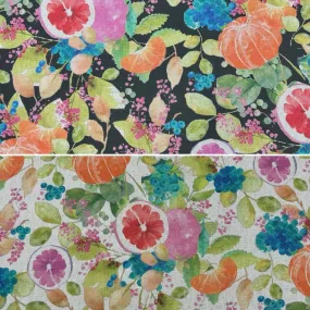 Fruits Digital Linen Look Polycotton Fabric