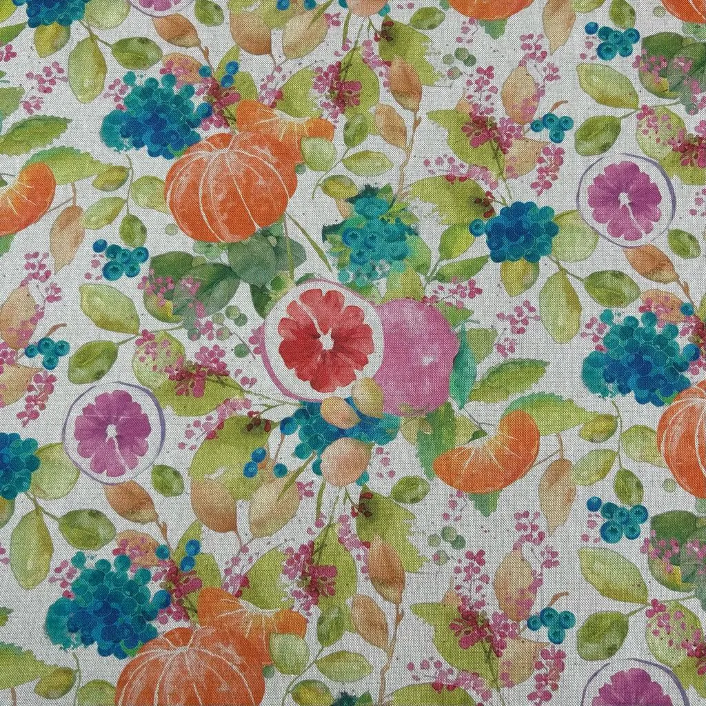 Fruits Digital Linen Look Polycotton Fabric