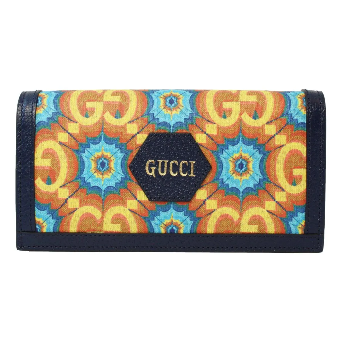 Gucci Centennial Navy Leather GG Kaleidoscope Chain Wallet Bag 676294