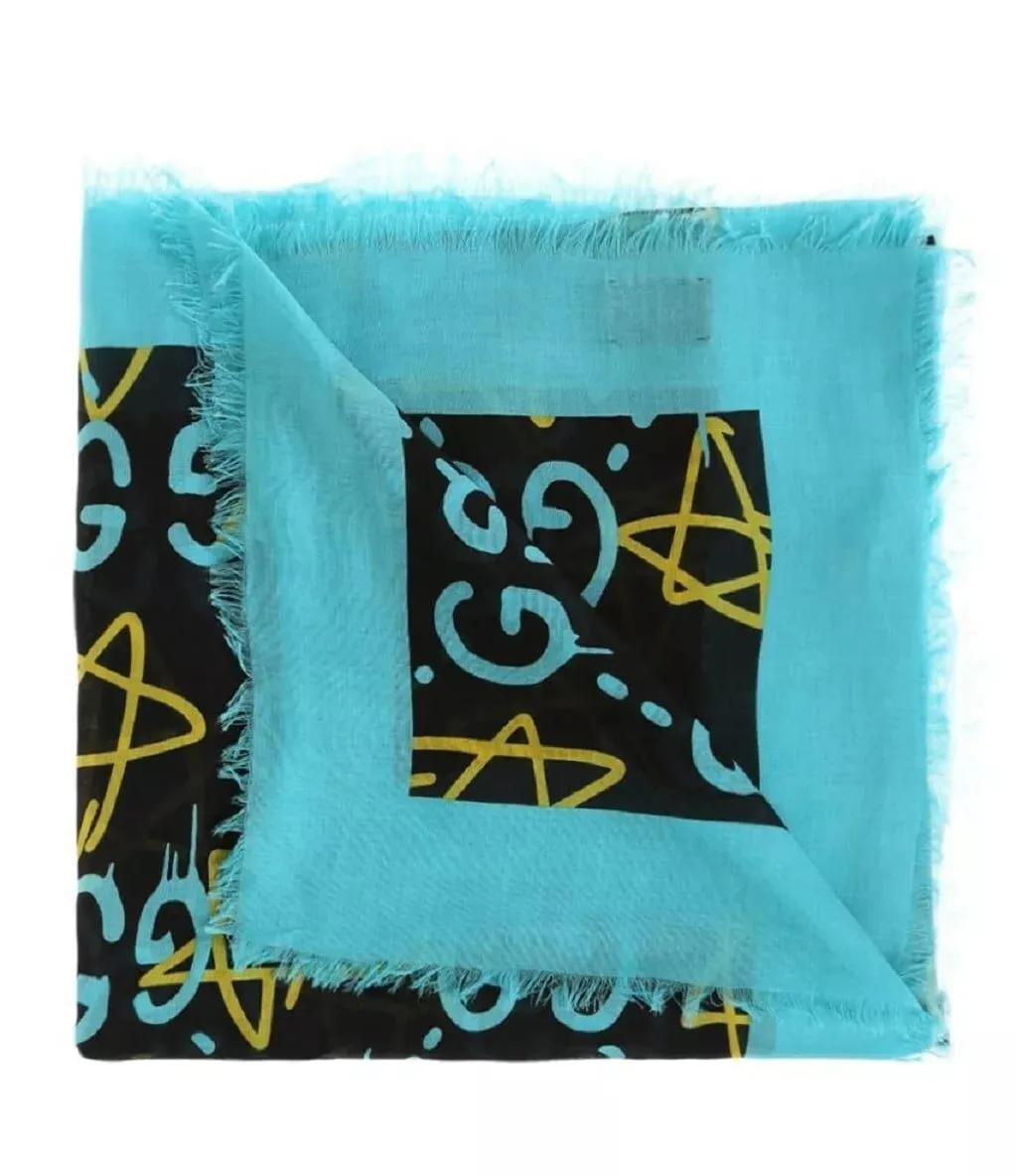 Gucci Ghost  GG Star Modal Silk Large Scarf Shawl w/Box