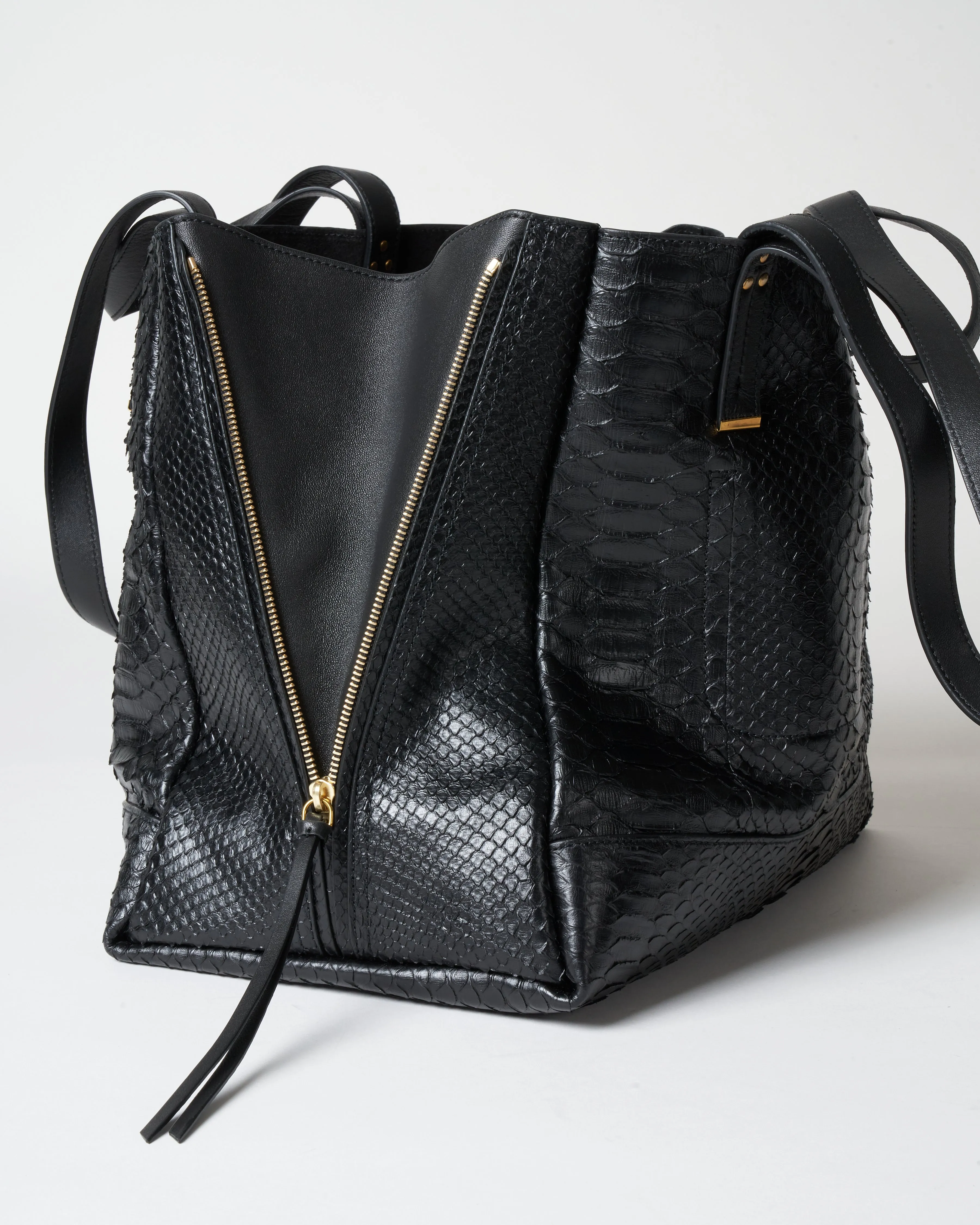 large georges tote - noir python