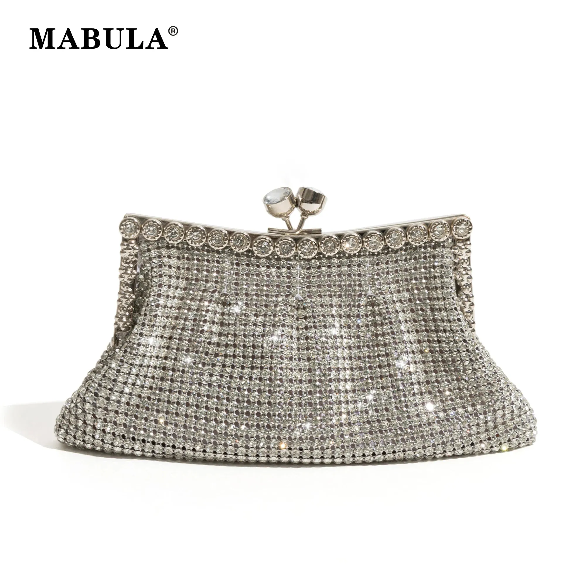 MABULA Sparkling Rhinestone Frame Clutch Evening Purse