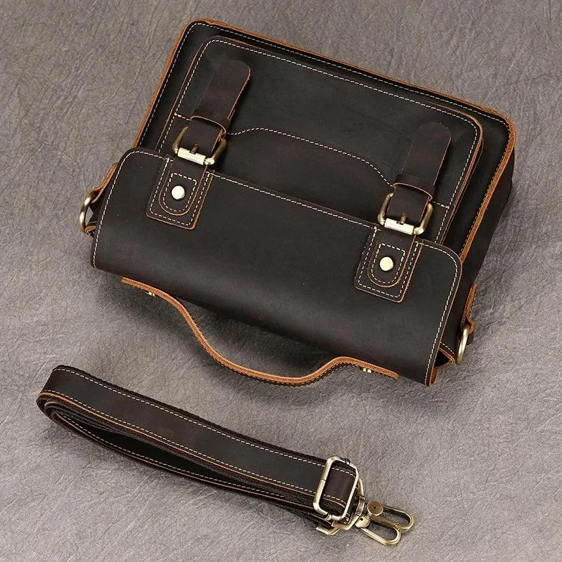 Mens Crossbody Bags Crazy Horse Vintage Leather Sling Bag