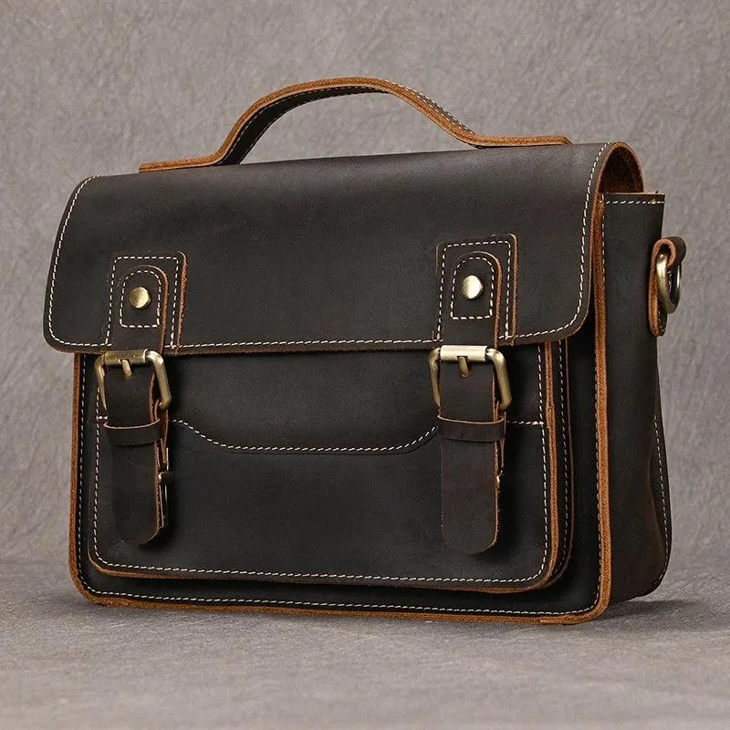 Mens Crossbody Bags Crazy Horse Vintage Leather Sling Bag