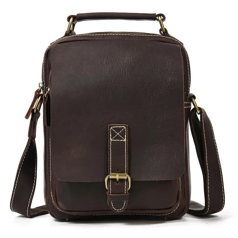 Mens Crossbody Bags Crazy Horse Vintage Leather Sling Bag