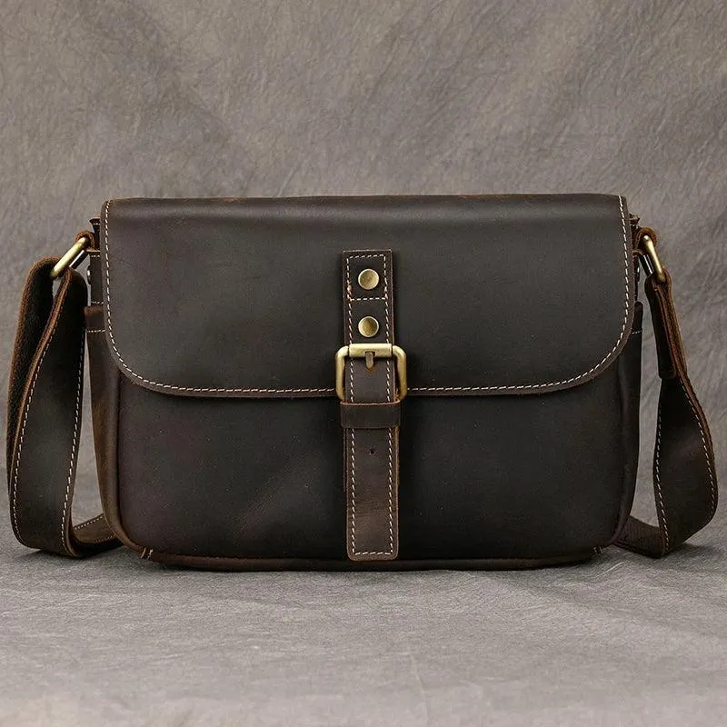 Mens Crossbody Bags Crazy Horse Vintage Leather Sling Bag