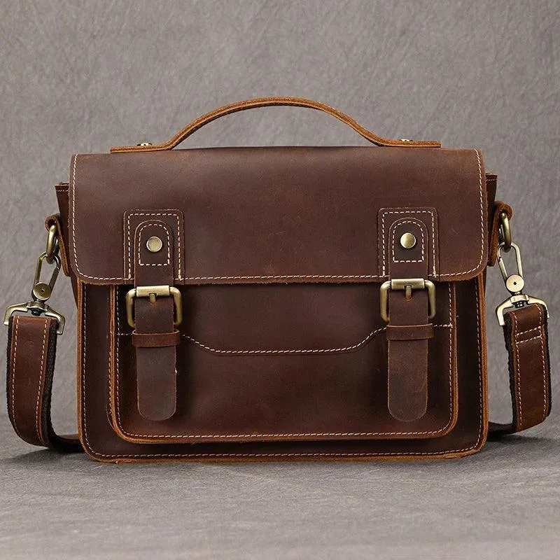 Mens Crossbody Bags Crazy Horse Vintage Leather Sling Bag