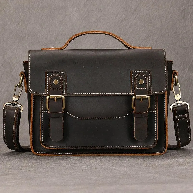 Mens Crossbody Bags Crazy Horse Vintage Leather Sling Bag