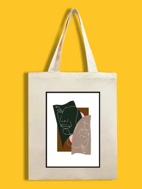 Minimalist Figure Graphic Color Block Shopper Bag