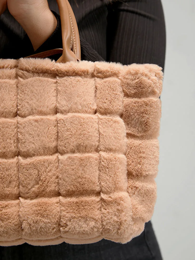 Minimalist Fluffy Shoulder Tote Bag