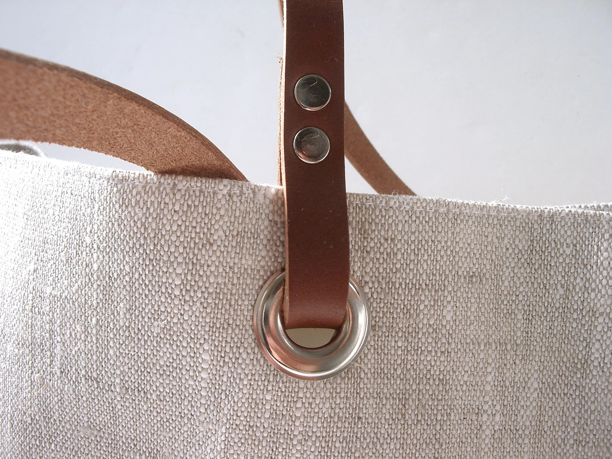 Minimalist Natural Linen Beach Bag