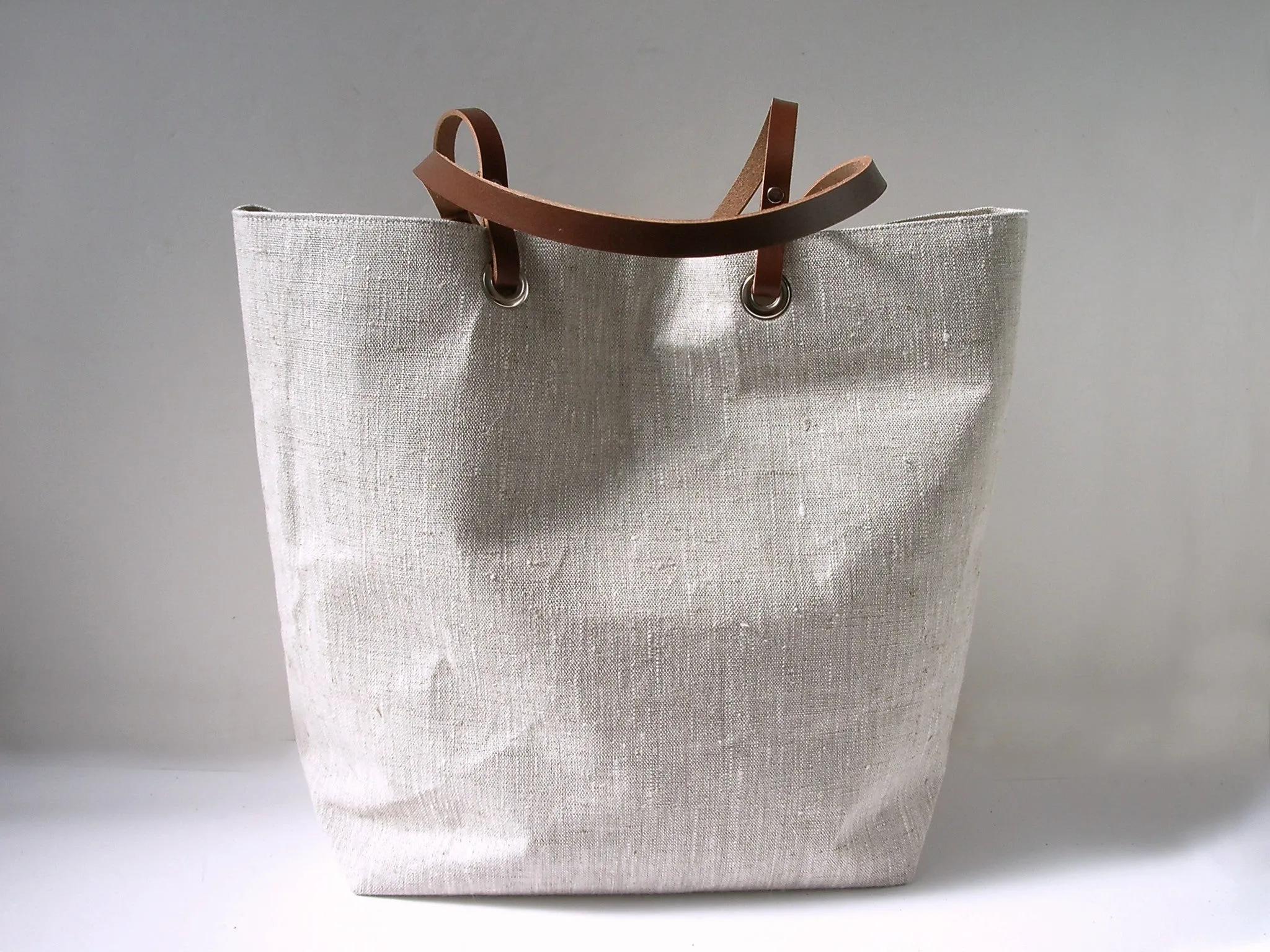 Minimalist Natural Linen Beach Bag