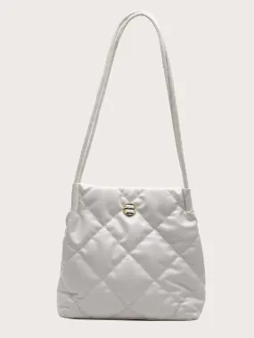 Minimalist Quilted Shoulder Tote Bag