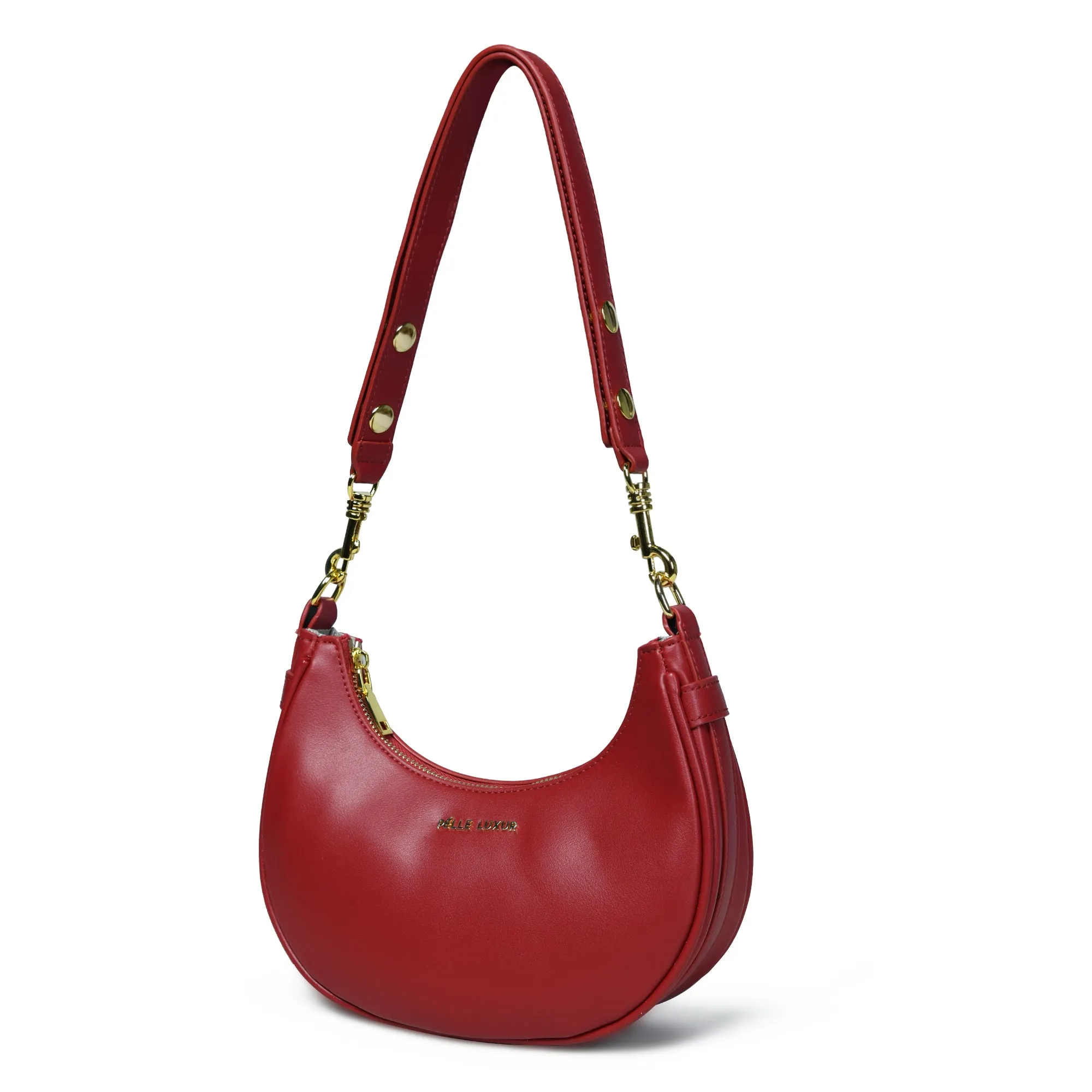 Pelle Luxure Women's PU Medium Half-Moon Sling Bag – Available in Maroon, White, Light Brown, Yellow, Pink, and Black