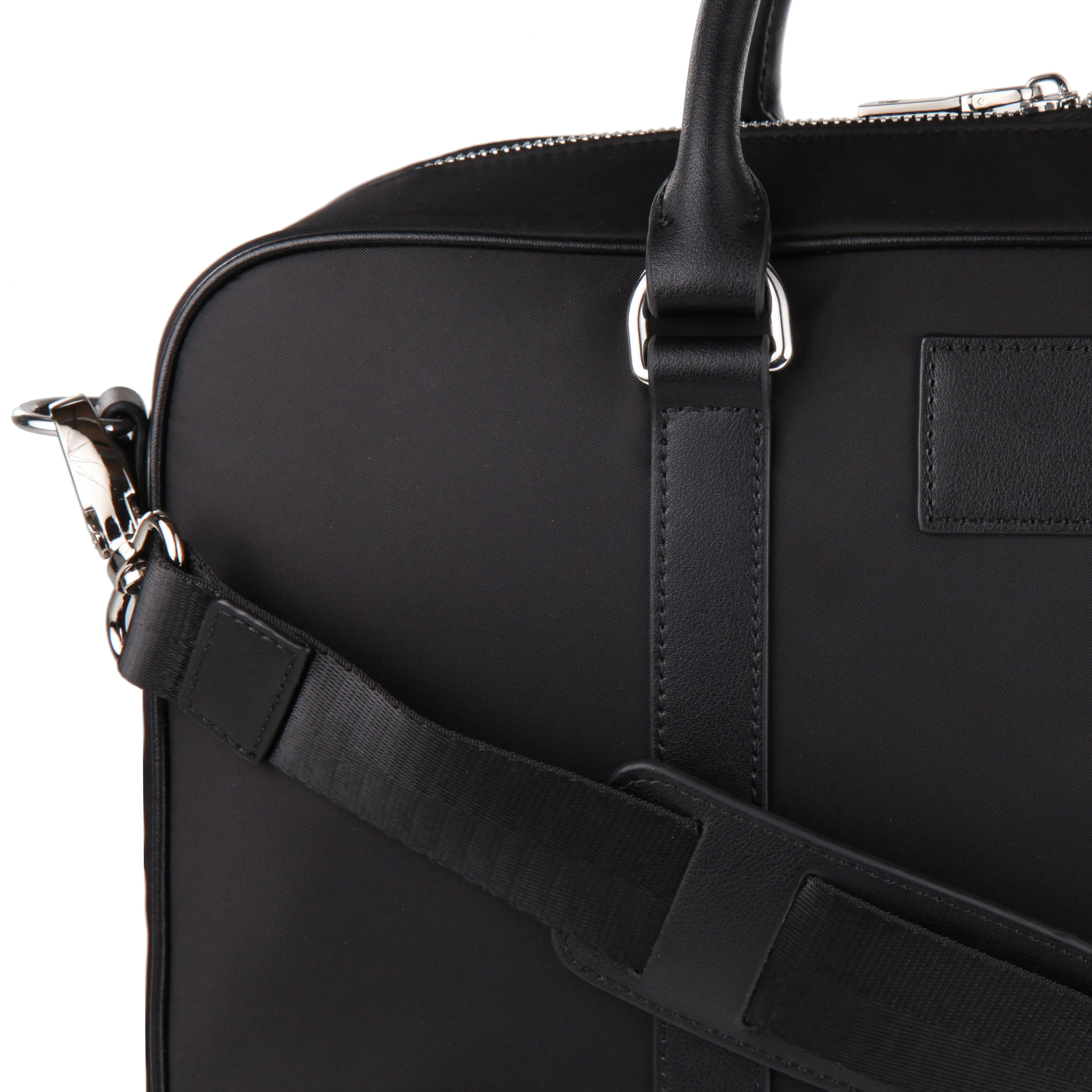 Personalised Luxury Nylon Briefcase - Black with Silver Hardware