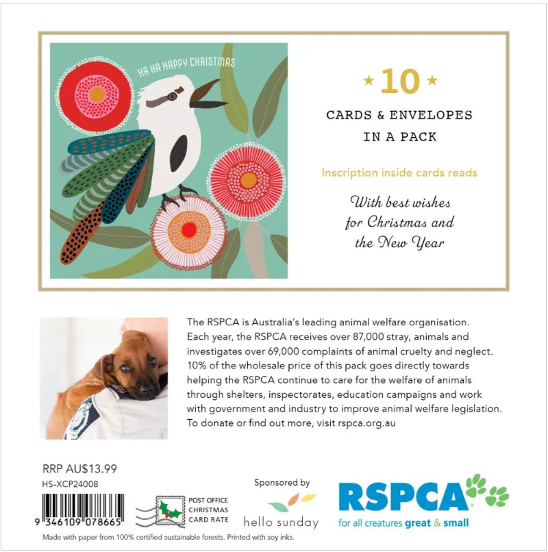 RSPCA Christmas Card Pack - Kookaburra