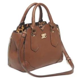 Satchel Style Purse w-Holster - Chestnut-Leopard