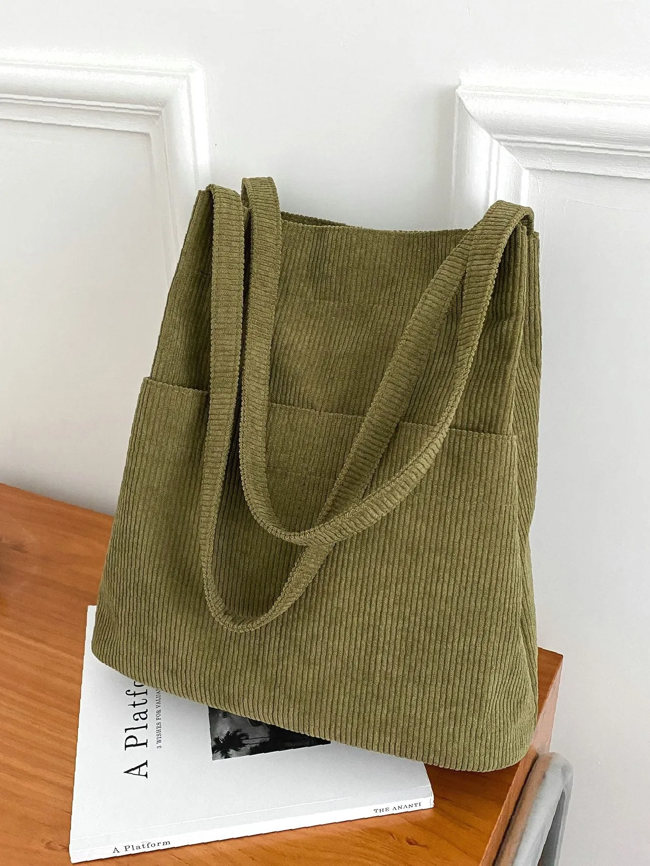 Vvsha Minimalist Corduroy Tote Bag   Women Tote Bags