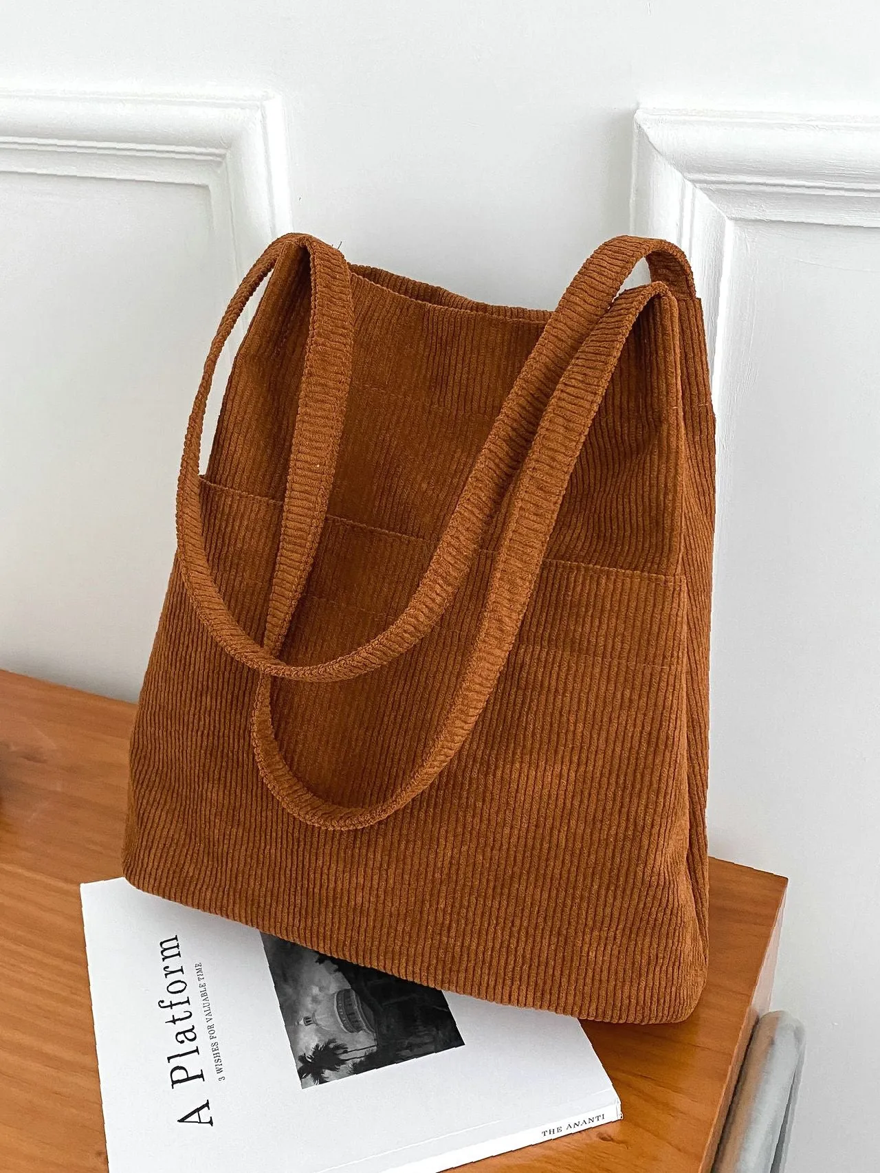 Vvsha Minimalist Corduroy Tote Bag   Women Tote Bags