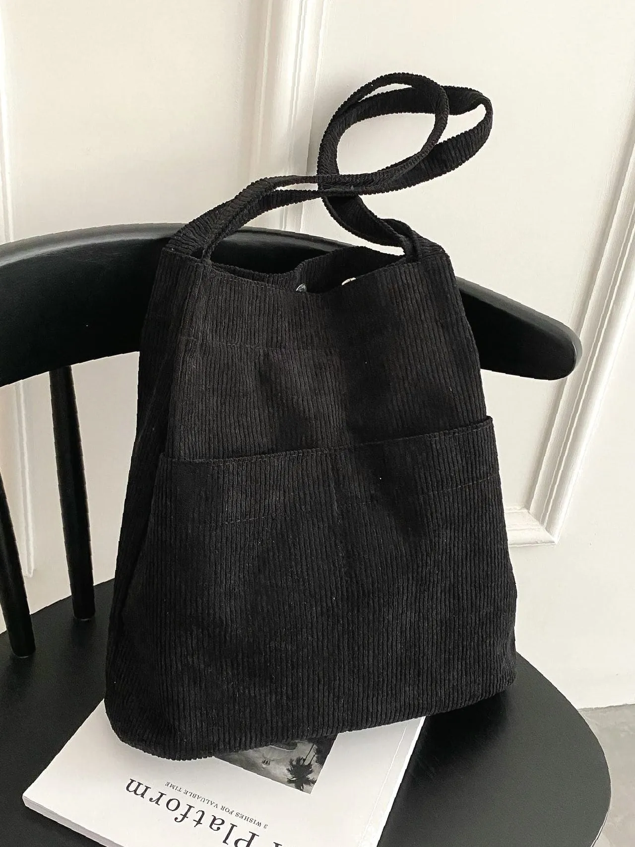 Vvsha Minimalist Corduroy Tote Bag   Women Tote Bags