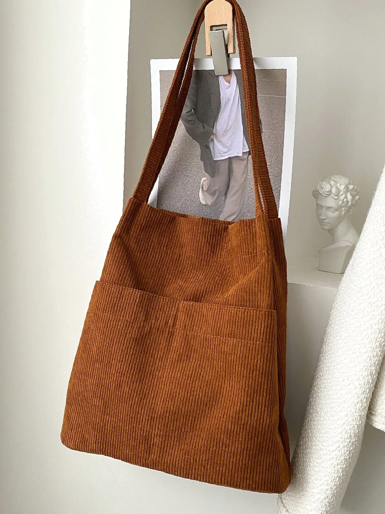 Vvsha Minimalist Corduroy Tote Bag   Women Tote Bags