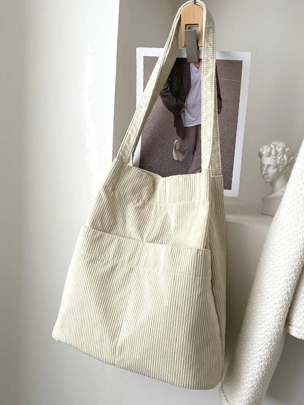 Vvsha Minimalist Corduroy Tote Bag   Women Tote Bags