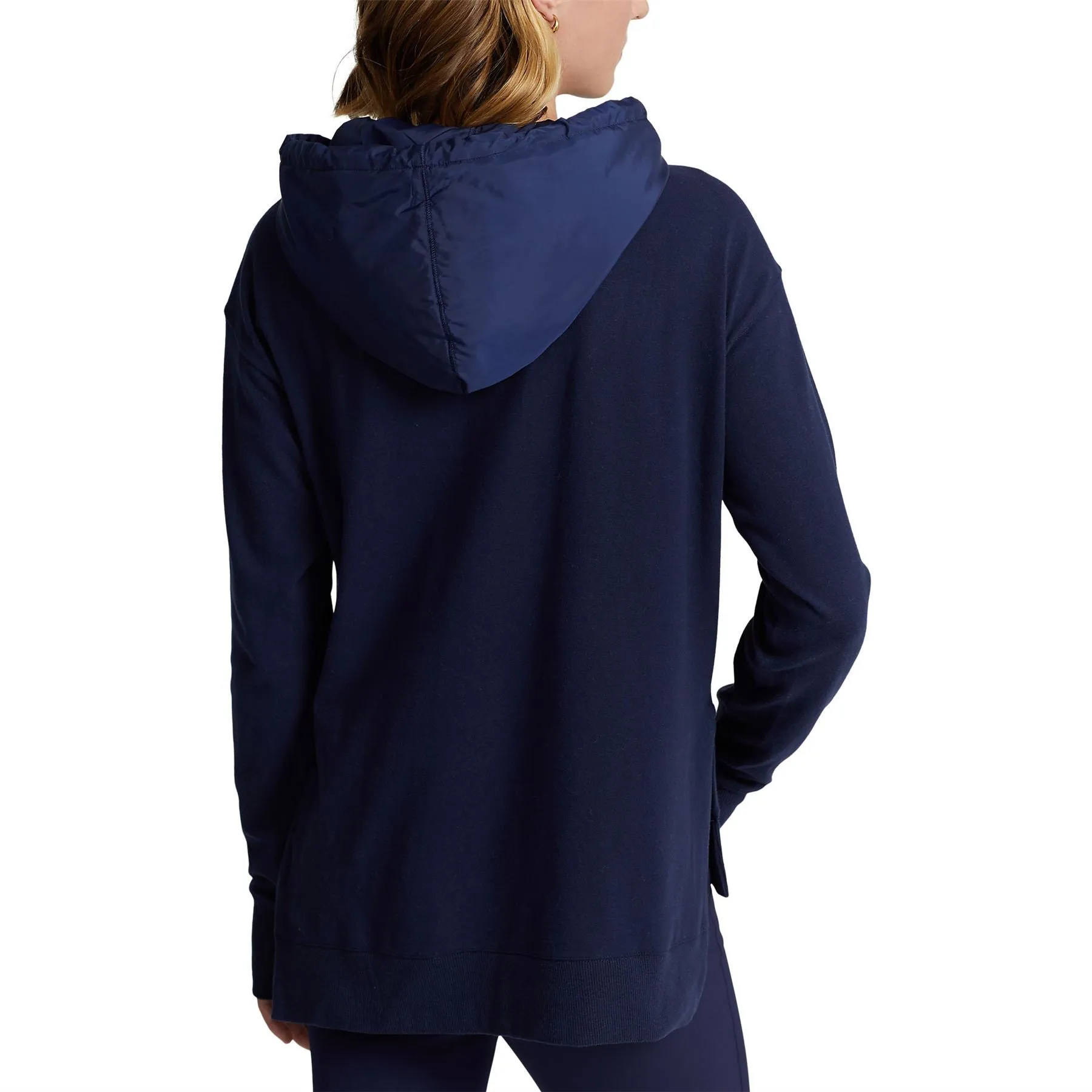 Womens Logo Hybrid Jersey Hoodie Refined Navy - AW23