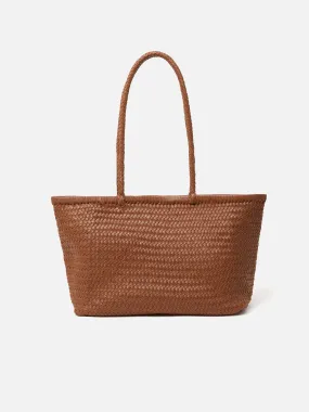 Woven Leather Tote Bag | Tan